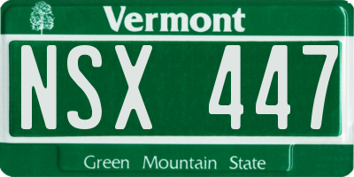 VT license plate NSX447