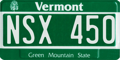 VT license plate NSX450