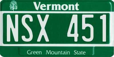 VT license plate NSX451
