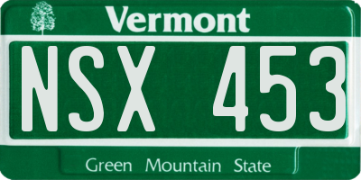 VT license plate NSX453