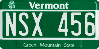 VT license plate NSX456