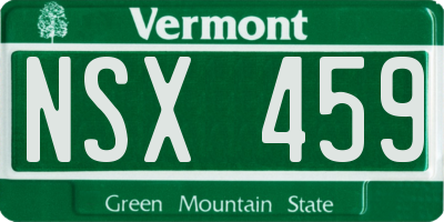VT license plate NSX459