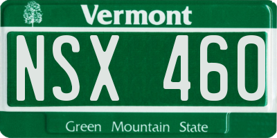 VT license plate NSX460