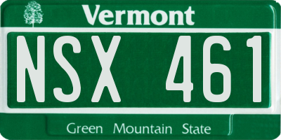 VT license plate NSX461