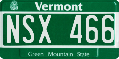 VT license plate NSX466