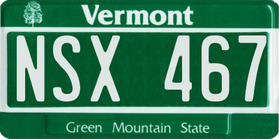 VT license plate NSX467
