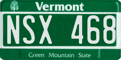 VT license plate NSX468