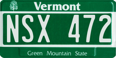 VT license plate NSX472