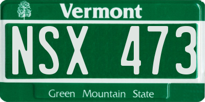 VT license plate NSX473