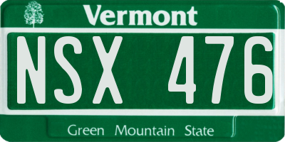 VT license plate NSX476
