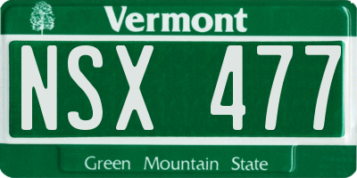 VT license plate NSX477
