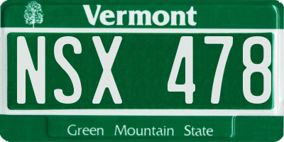 VT license plate NSX478