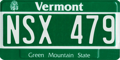 VT license plate NSX479