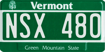 VT license plate NSX480