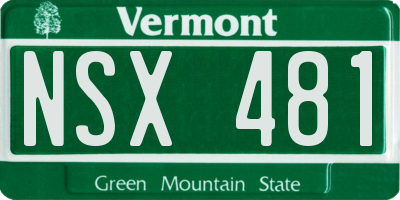 VT license plate NSX481