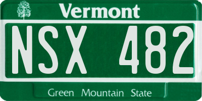 VT license plate NSX482