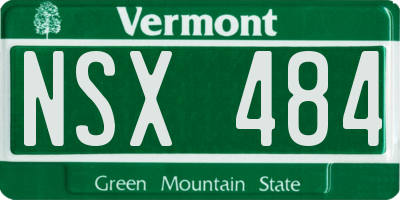 VT license plate NSX484