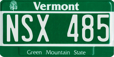 VT license plate NSX485