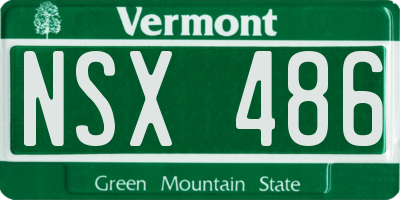 VT license plate NSX486