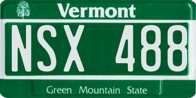 VT license plate NSX488