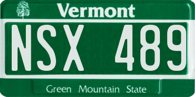 VT license plate NSX489