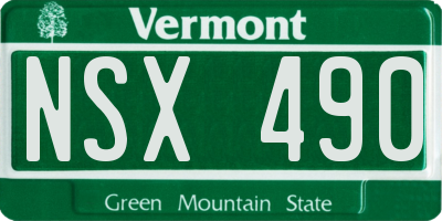 VT license plate NSX490