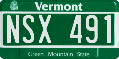 VT license plate NSX491