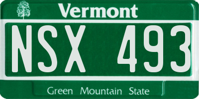 VT license plate NSX493