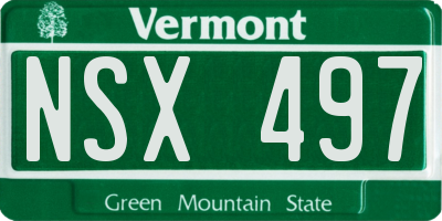 VT license plate NSX497