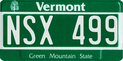 VT license plate NSX499