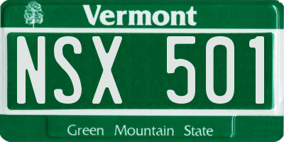 VT license plate NSX501