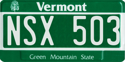 VT license plate NSX503