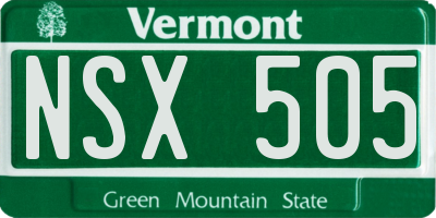 VT license plate NSX505