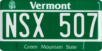 VT license plate NSX507