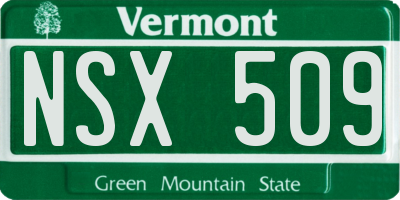VT license plate NSX509