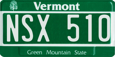 VT license plate NSX510
