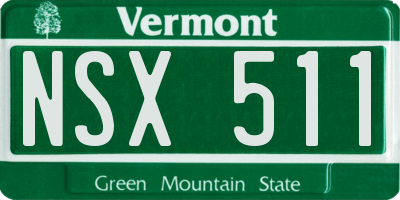 VT license plate NSX511