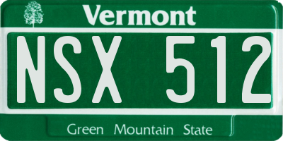 VT license plate NSX512