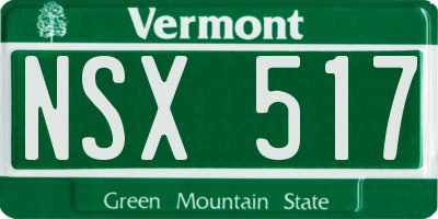VT license plate NSX517
