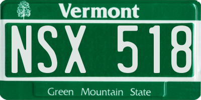 VT license plate NSX518
