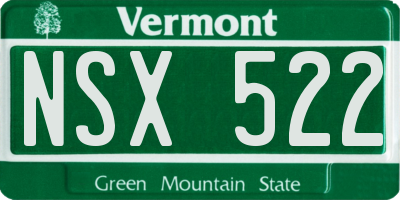 VT license plate NSX522
