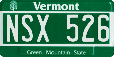 VT license plate NSX526