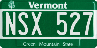 VT license plate NSX527