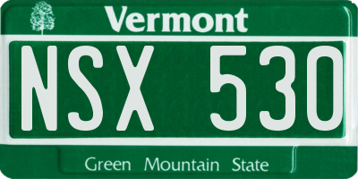 VT license plate NSX530