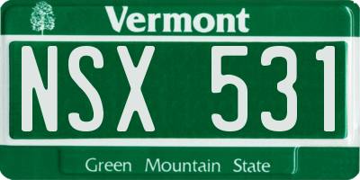VT license plate NSX531