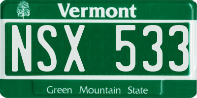 VT license plate NSX533