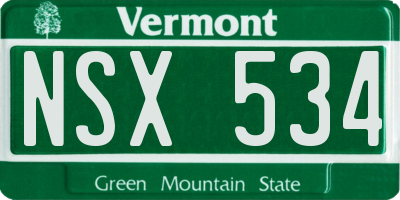 VT license plate NSX534