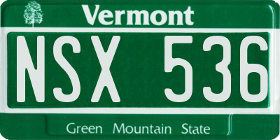 VT license plate NSX536