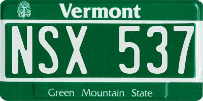 VT license plate NSX537