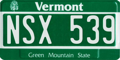 VT license plate NSX539
